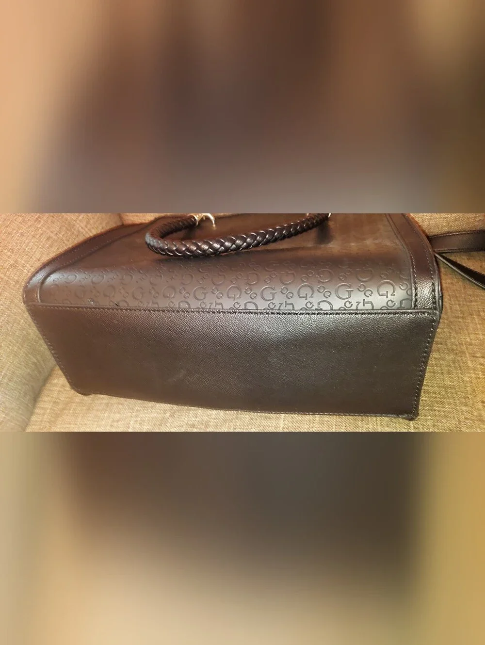 Guess Black Tote with Braided Top Handles and Removable Shoulder Strap